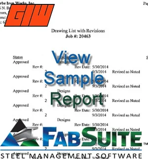 Sample FabSuite drawing list with revisions