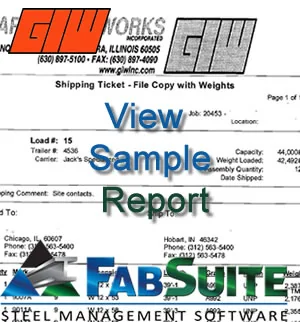 Sample FabSuite shipping ticket with weights
