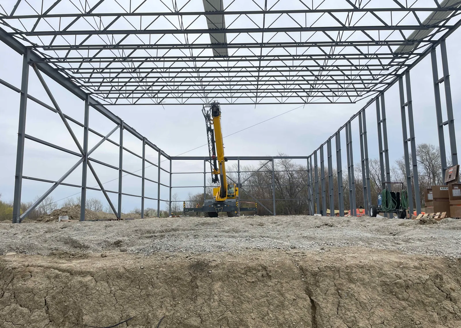 DOT Foods: looking through the end of the frame, with the crane inside