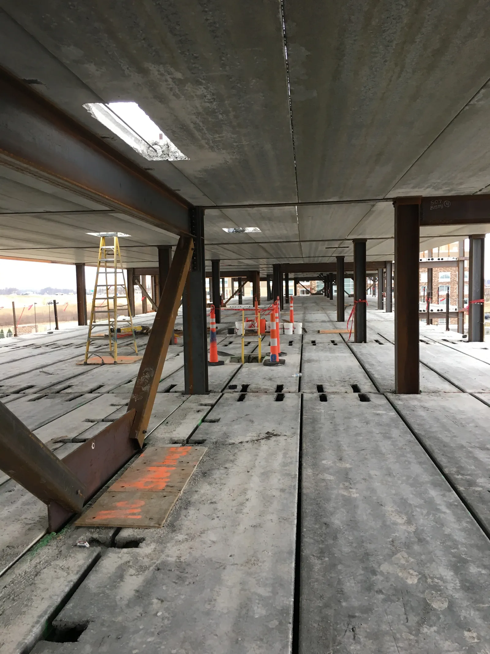 Interior of an Embassy Suites floor framed with Girder-Slab steel