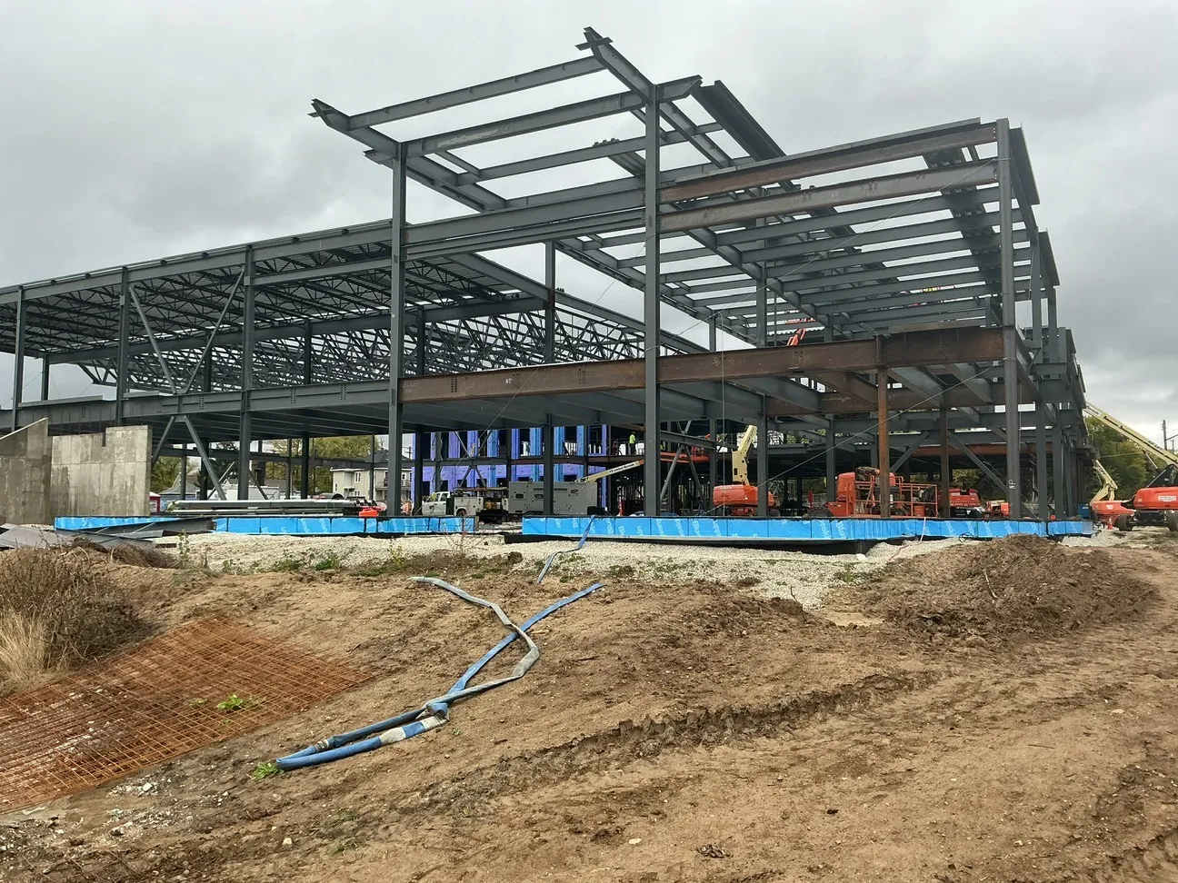 Lincoln King Center: the multi-story steel frame rising above the foundation