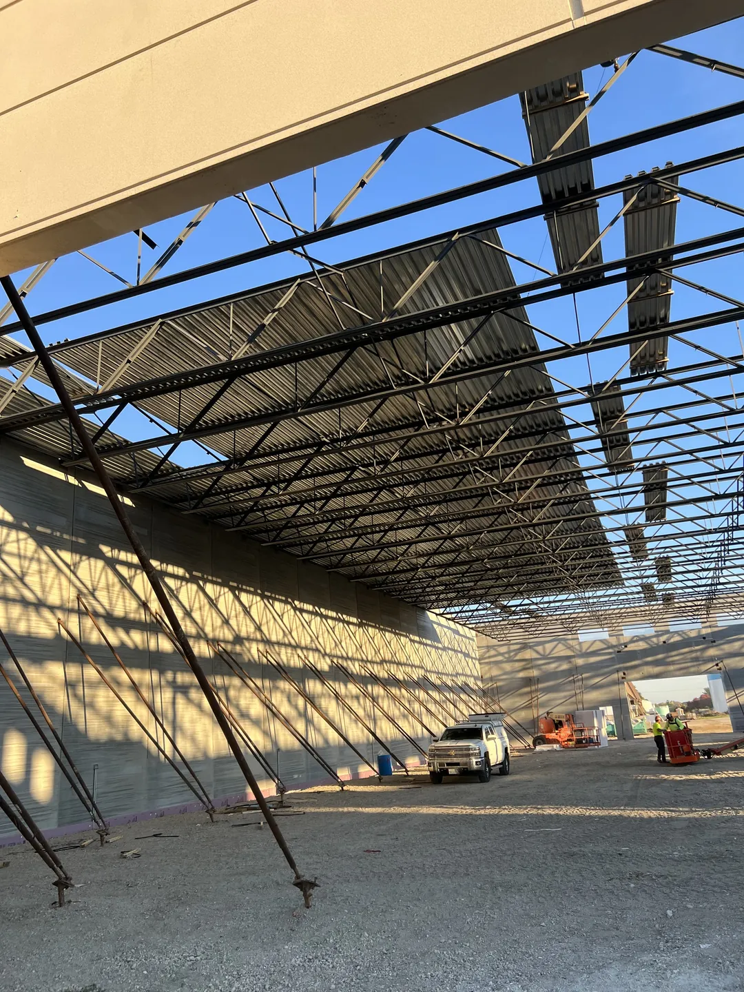 Montgomery Public Works: steel roof deck going on over the joists
