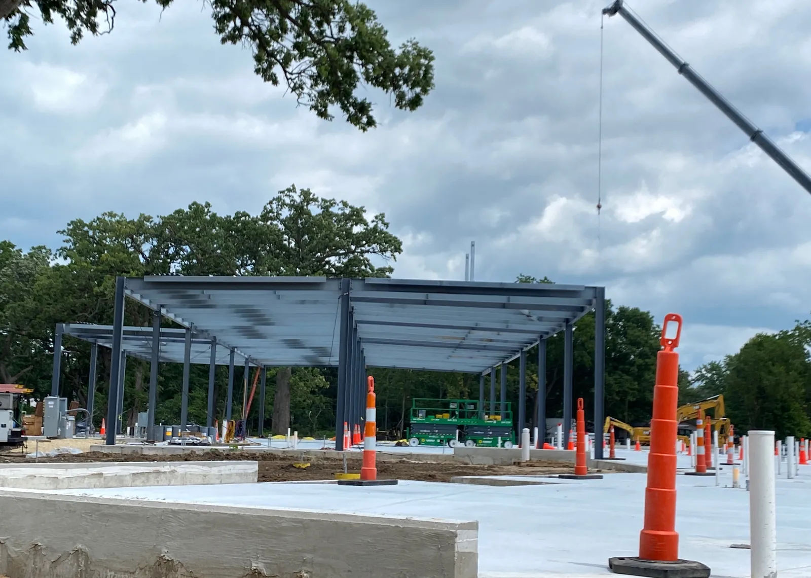 OrthoWisconsin Ambulatory: columns and roof framing above the slab, from the edge of the foundation