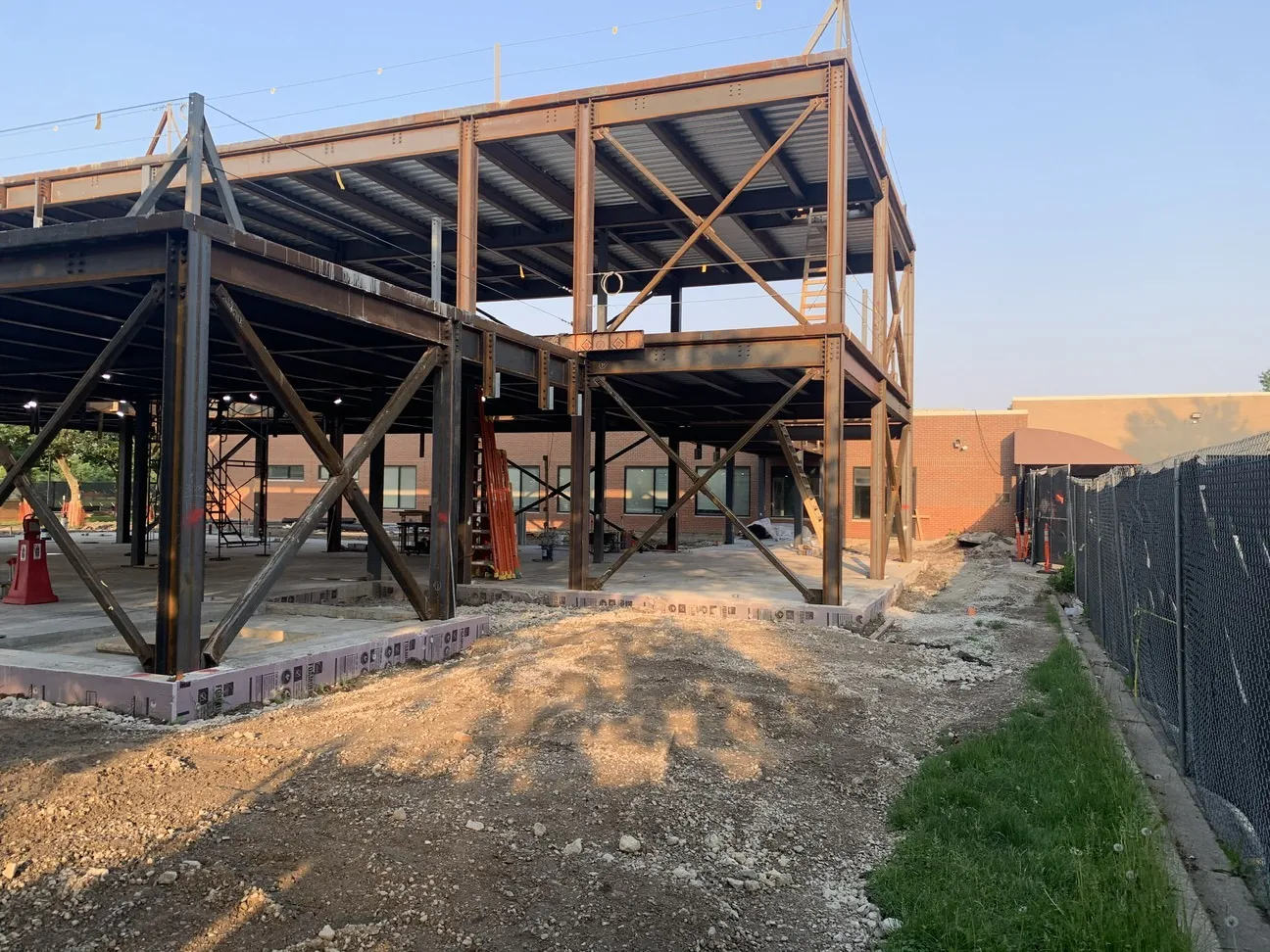 TCA Health: the braced frame and floor deck along the fence line